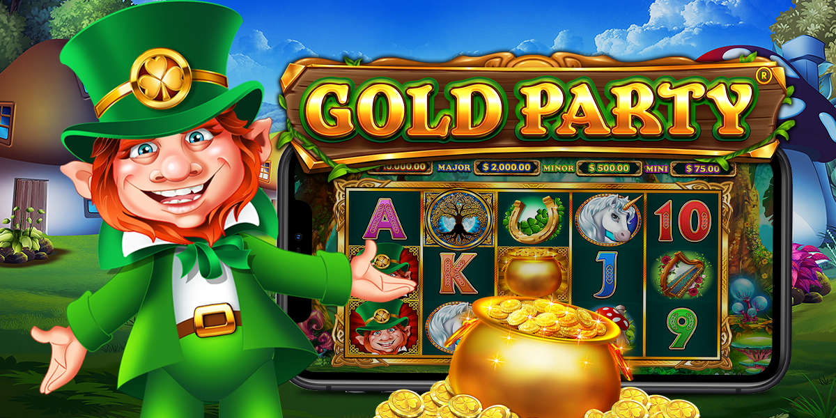 Gold party slot logo